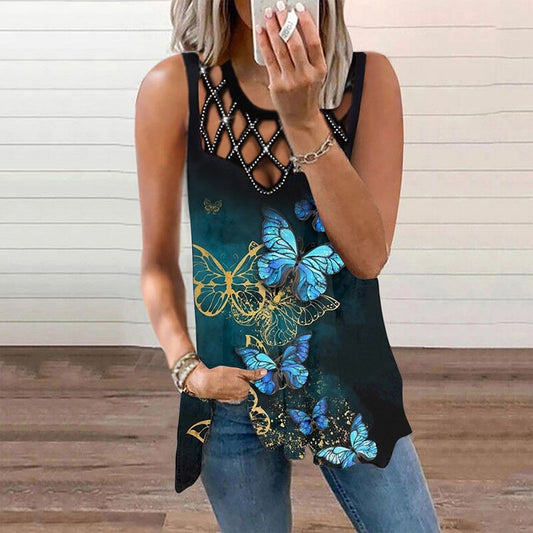 Vintage Floral Summer Casual Sleeveless Shirt