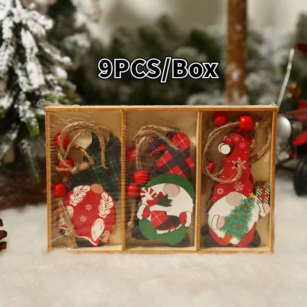 9/12 PCS  Christmas Wooden Pendants