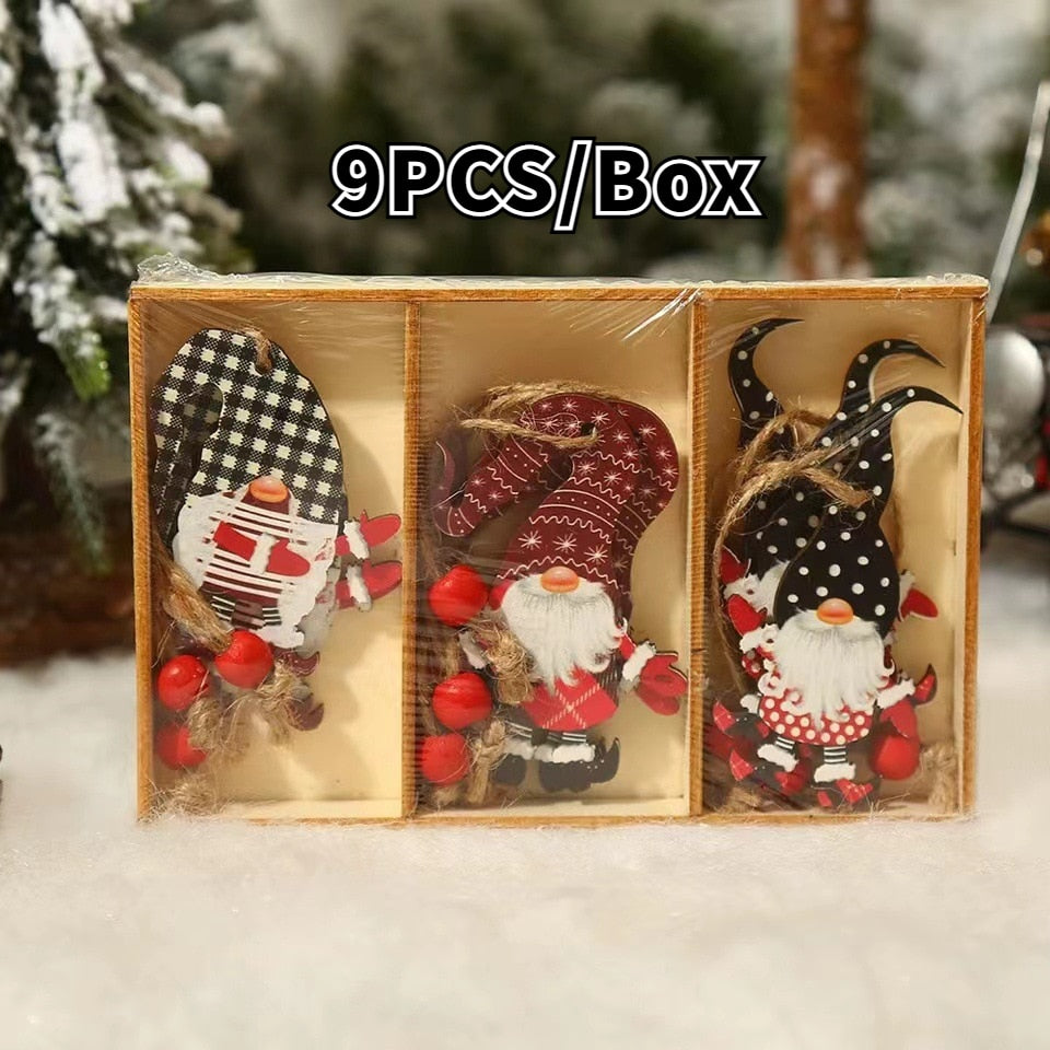 9/12 PCS  Christmas Wooden Pendants