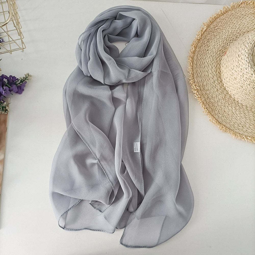 50*160cm Foulard Gradient Solid Color Georgette Shawl