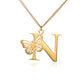 Stainless Steel A-Z Alphabet Letter Butterfly Necklace