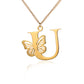 Stainless Steel A-Z Alphabet Letter Butterfly Necklace