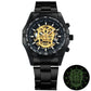 Mechanical Watch Men Skull Golden Stainless Steel Strap