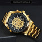 Mechanical Watch Men Skull Golden Stainless Steel Strap